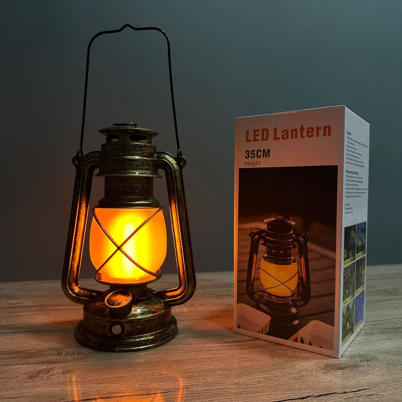 FANOUS LANTERNE CAMPING LELLA BAYA DECORE FLAME 35CM LAMPE LED AVEC BATTERY RECHARGEABLE BRONZE